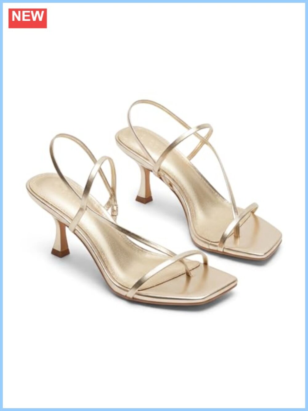 Strappy Kitten Heel Sandals Square Open Toe Slingback Thong Sandals